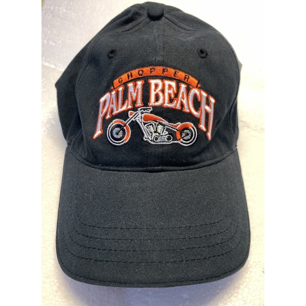 Palm Beach Chopper Black Ball Cap Hat Motorcycle Orange NWT